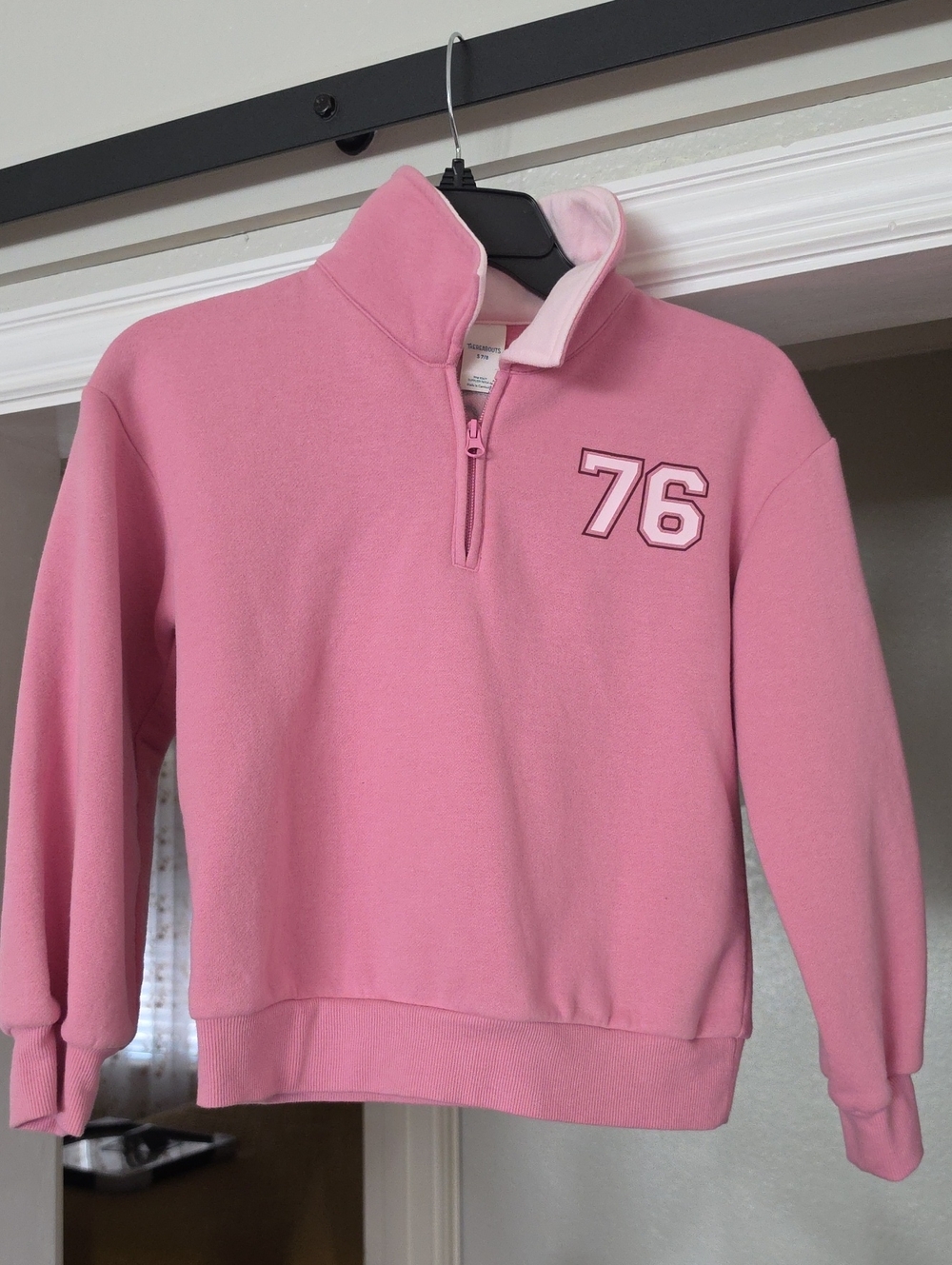 Girls' Pink Quarter-Zip Sweatshirt with '76 Patch